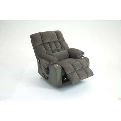 Fauteuil relevable pour personne grande et grande avec des pieds peu pratiques: canapé relevable en mousse haute densité avec chaleur et massage, 2 poches, 2 porte-gobelets, 2 télécommandes, moteur OKIN