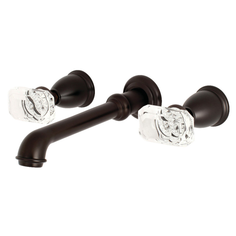 Robinet de baignoire romaine à 3 poignées et 3 poignées à fixation murale Kingston Crystal Onyx Kingston, Bronze huilé