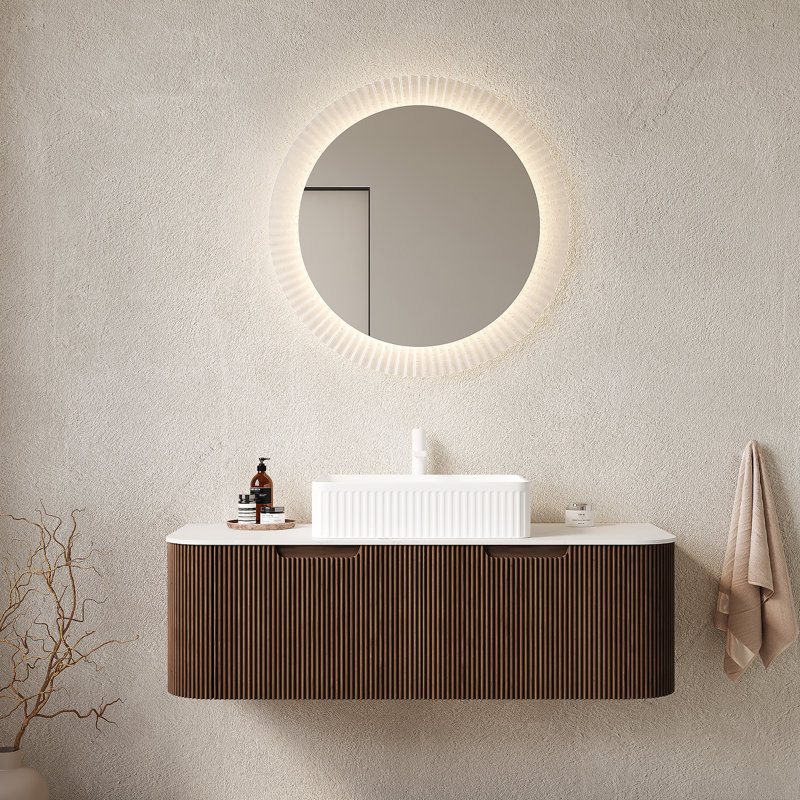 Meuble-lavabo mural flottant avec lavabo, armoire de rangement et tiroir, pré-assemblé pour une installation facile et beaucoup de rangement