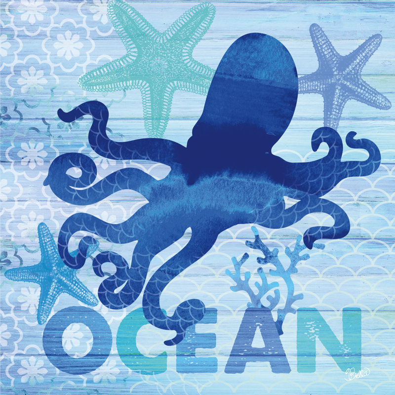 Sea Glass Octopus V2 by Studio Bella - Wrapped Canvas Print, 76cm H x 76cm W