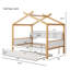Lit maison blanc en bois pleine grandeur avec accents de couleur bois original-129416872