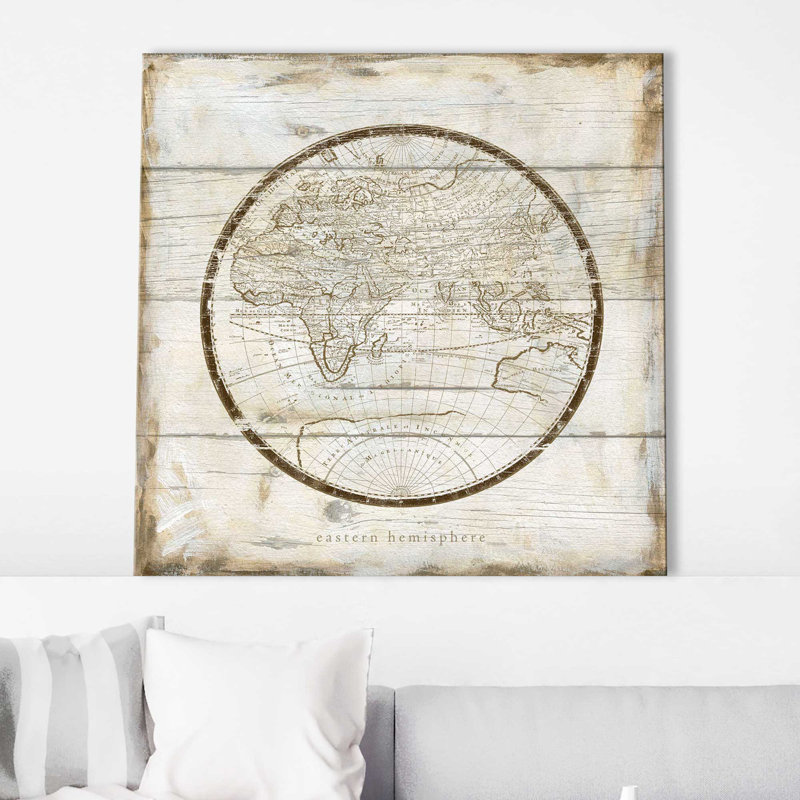 Eastern Hemisphere par Carol Robinson - Peinture, L 28 po x H 28 po, Toile tendue