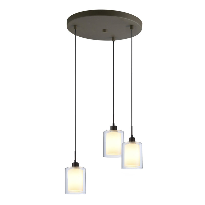 Pittsfield 3 - Light Cluster Pendant, Opal, Bronze