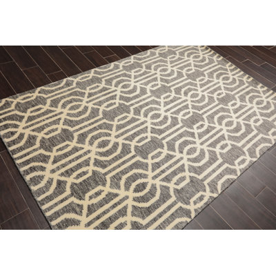 Tapis unique en laine noué à la main sauge / beige 5 pi x 8 pi