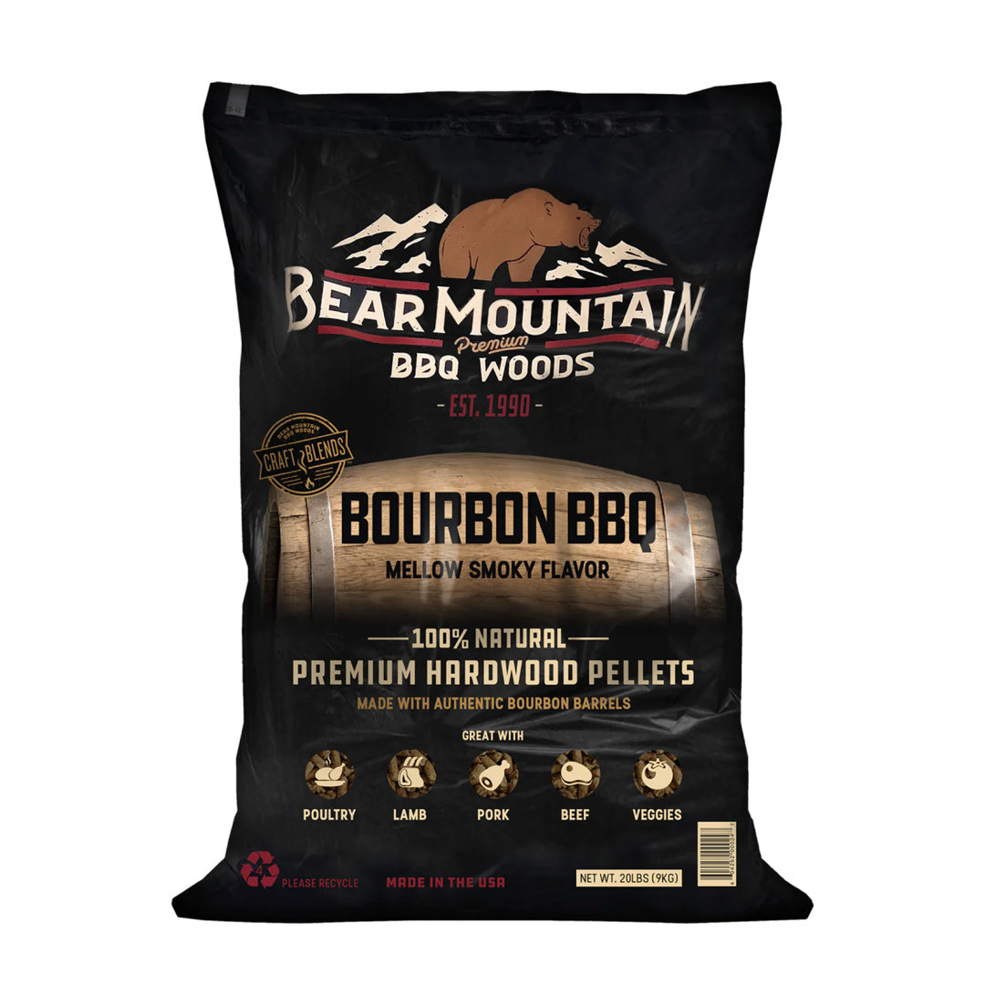 Bear Mountain BBQ All Natural Bourbon Craft Blend Wood Smoker Pellets, 20 Pounds Bear Mountain BBQ