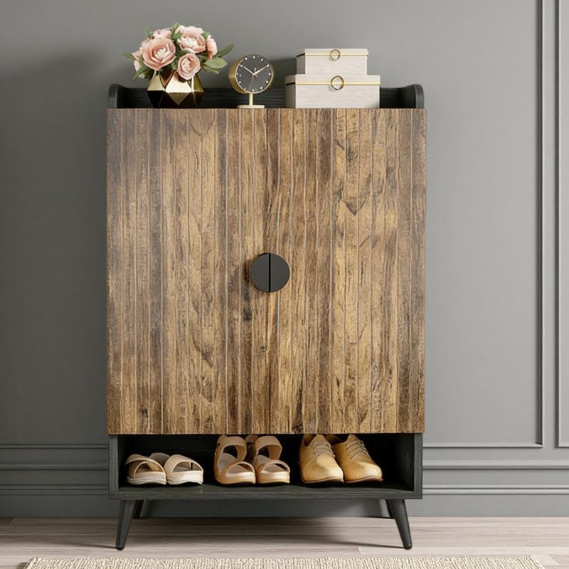 Spacious Shoe Storage Organizer,Modern Style Shoe Cabinet, Rustic Brown