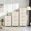 Blanc crème, armoire de rangement pliante latérale large de 19,69 po, 5 niveaux, 19,69 po x 11,81 po x 50,00 po, bacs de rangement pliables avec porte magnétique, armoire de rangement en plastique avec roues