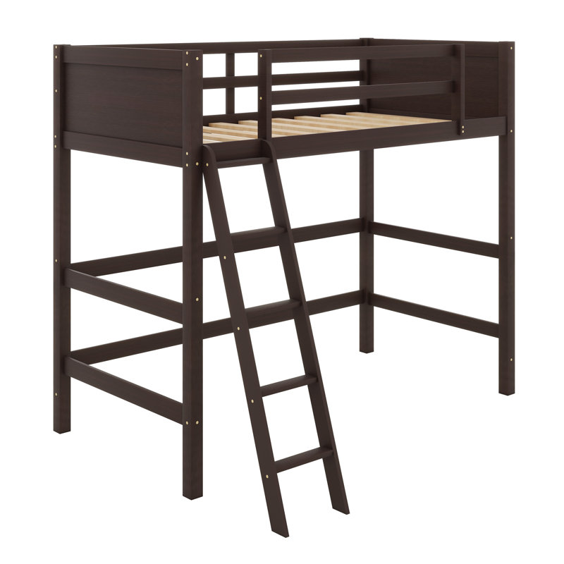 Lit mezzanine en bois massif avec échelle, Espresso