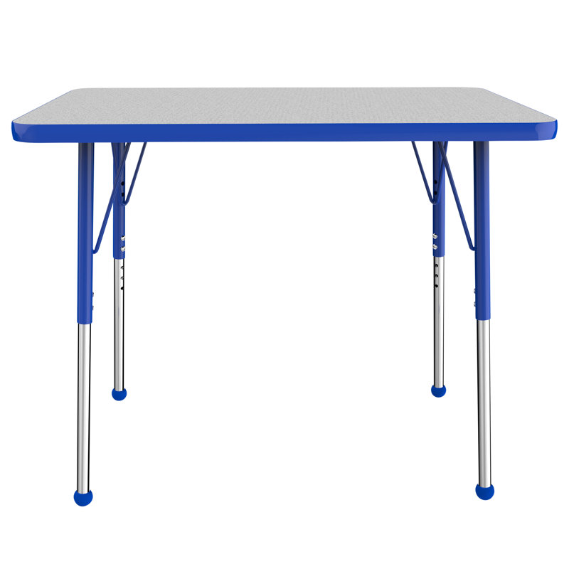 Table d'activité rectangulaire à hauteur réglable en forme de T, Gris/Bleu/Noir, 24 po x 36 po, Roulement à bille standard