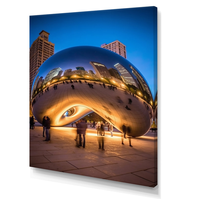 Iconic Chicago Skyline II, reproduction d'art sur toile, H 32 po x l 16 po x P 1 po, Toile tendue