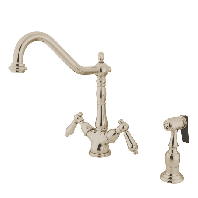 Distributeur d’eau chaud & froid avec jet latéral Heritage, Nickel poli