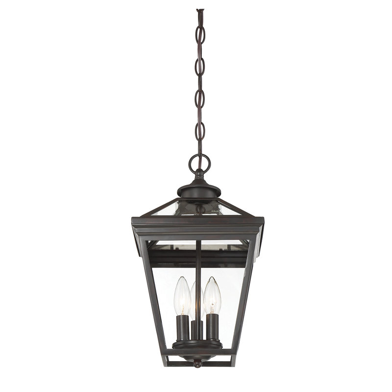 Manwe 3 -Bulb 15.75" H Outdoor Hanging Lantern in Bronze, Bronze