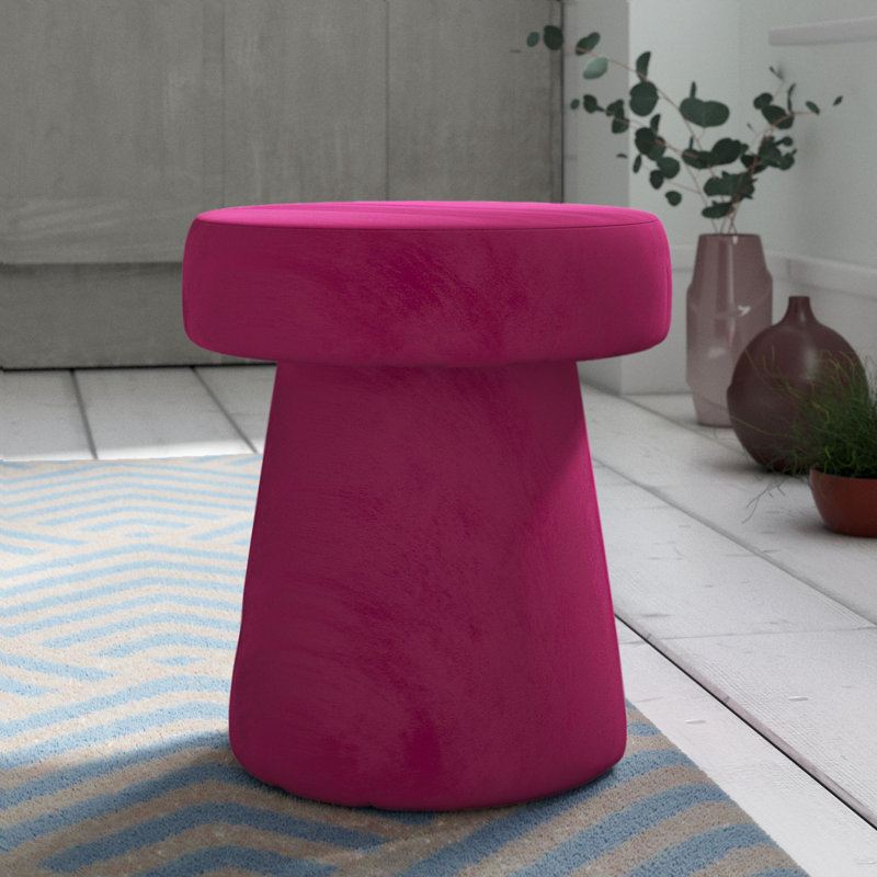 Solid + Manufactured Wood Accent Stool, Fuchsia