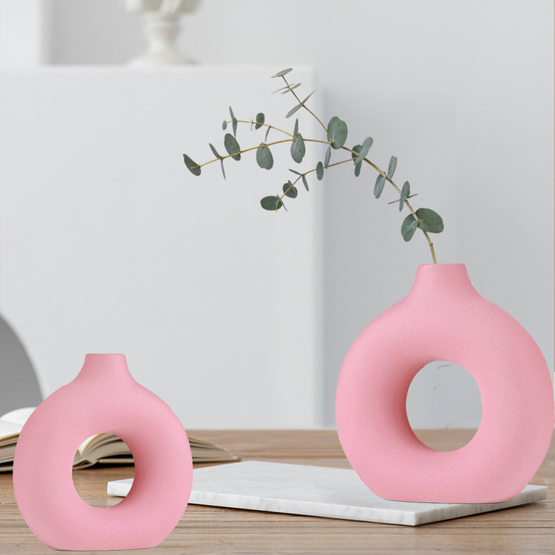 Vase à fleurs, vase à fleurs, vase en céramique pour la décoration intérieure, ensemble de 2, Jaune