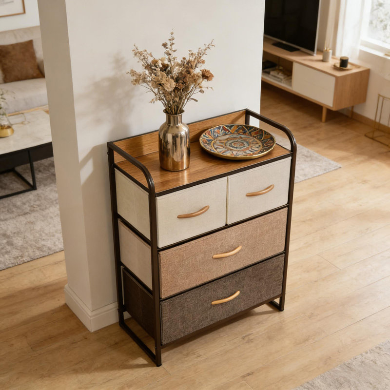 Commode de rangement autoportante, tour de rangement à 3 niveaux, unité de rangement chic