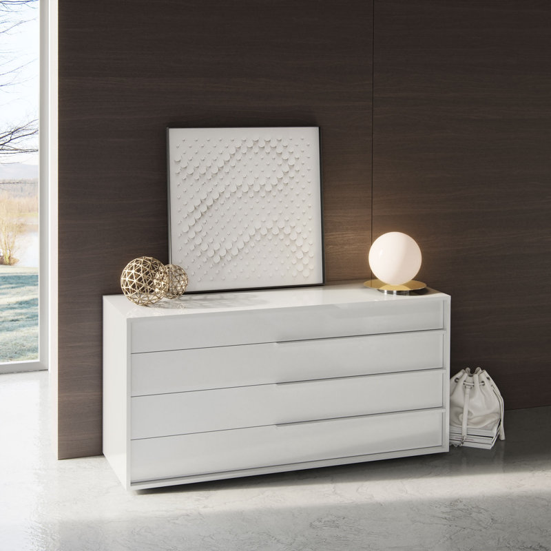 Mangotsfield 60" W 4-Drawer Soft-Close Dresser , Glossy White