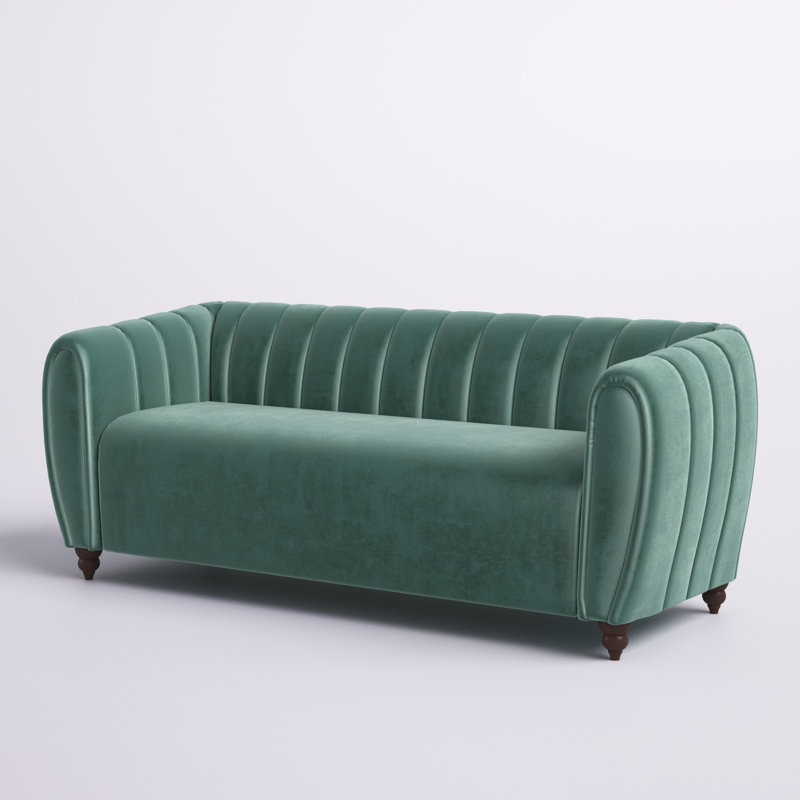 Canapé 77,25 po, Velours turquoise