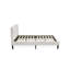 Ensemble de chambre à coucher grand lit 3 pièces - Lit capitonné à boutons - Tête de lit tapissier en tissu de velours blanc lin et table de chevet au fini crème au beurre brossé-2109871683-1983907105-2109871684