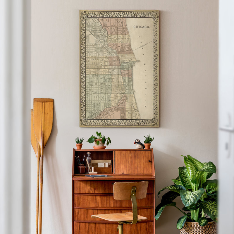 Plan de Chicago - reproduction sur toile tendue, H 48 po x l 32 po x P 1 po
