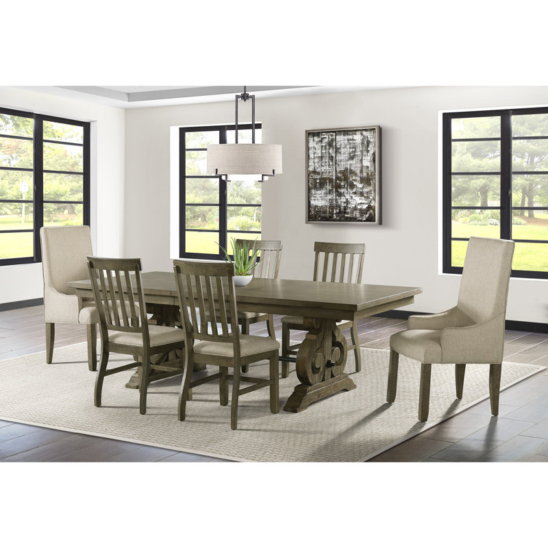 Stone Grey Extendable Rectangular Wood Dining Table