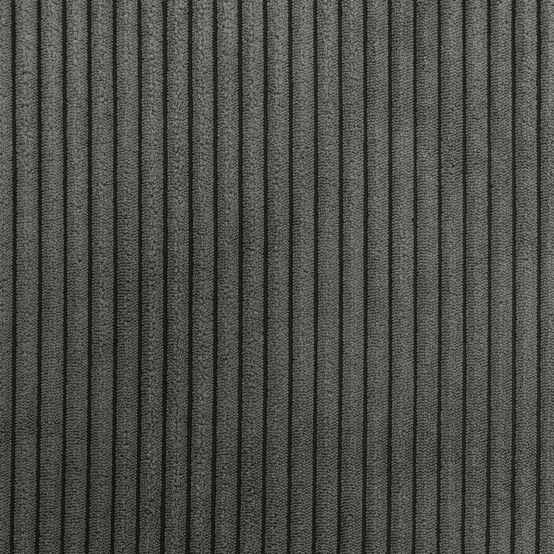 En U en velours côtelé gris, rangement, 2 repose-pieds et porte-gobelets, 4 supports pour téléphone, repose-pieds, rangement