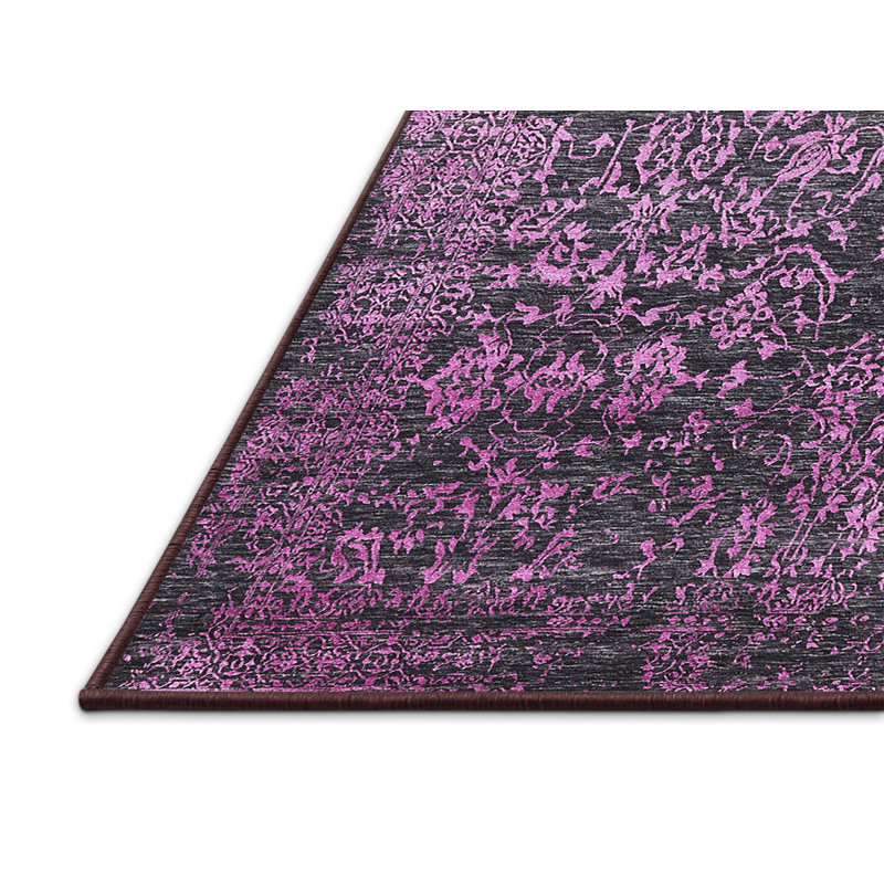 Tapis oriental rose / noir Huguenot, Rectangle 3 pi x 5 pi