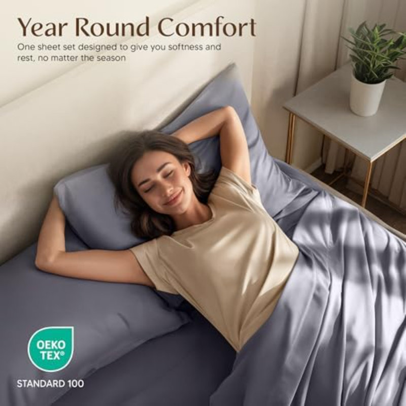 Sheet Set – 4 Piece Bed Sheets For Full Size Bed, Soft And Breathable Microfiber, Includes 1 Fitted Sheet, 1 Flat Sheet And 2 Pillowcases (Grey)