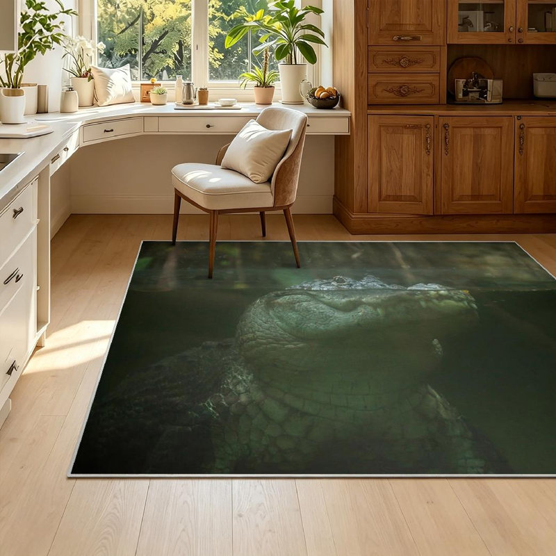 Alligator américain transparent lavable à la machine, Rectangle 55 po x 79 po