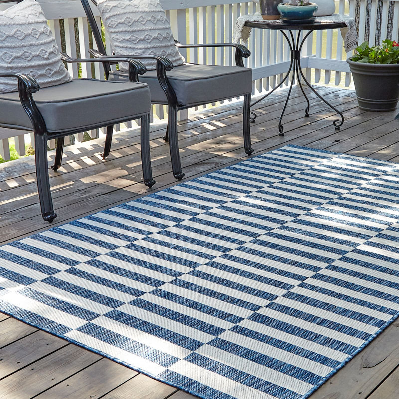 Tapis d'extérieur scintillant couleur mer profonde, Rectangle de 5 pi x 8 pi
