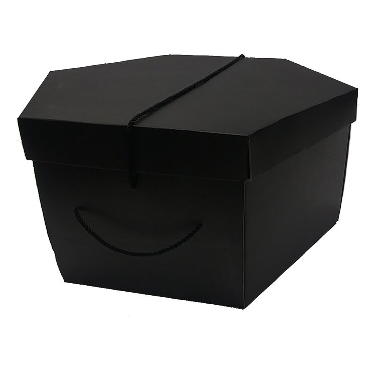 Hat Box Hatbox Round Black White Gold Geometric Design Cardboard