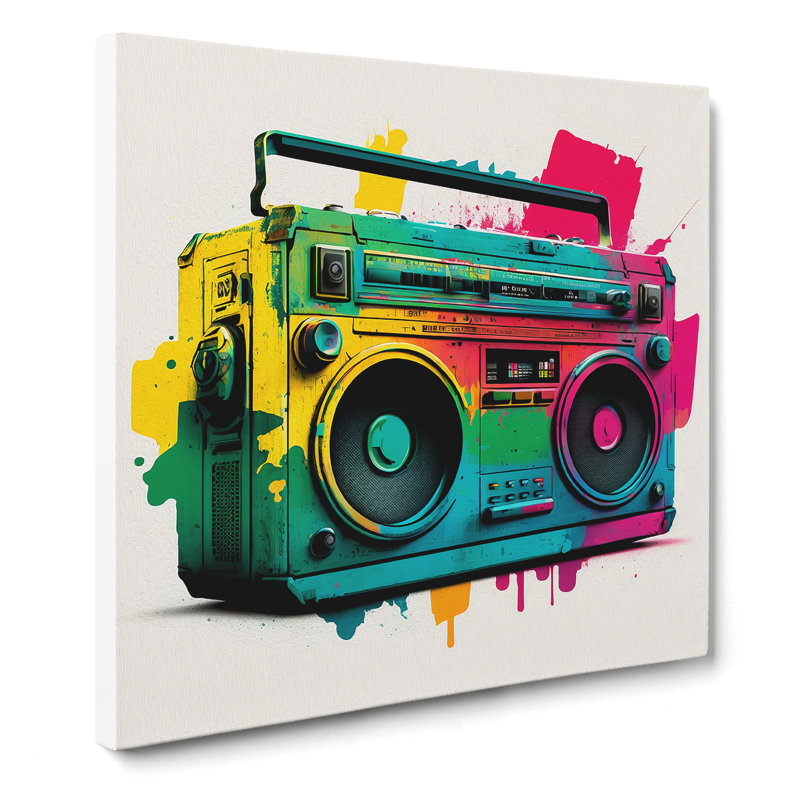 Boombox Color Field Painting - Print, 35cm H x 35cm W x 3cm D