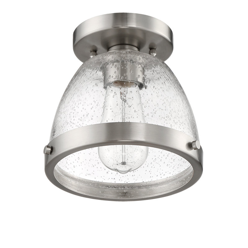 Lodie Glass Semi Flush Mount, Nickel, 8.75" H x 9.5" W x 9.5" D