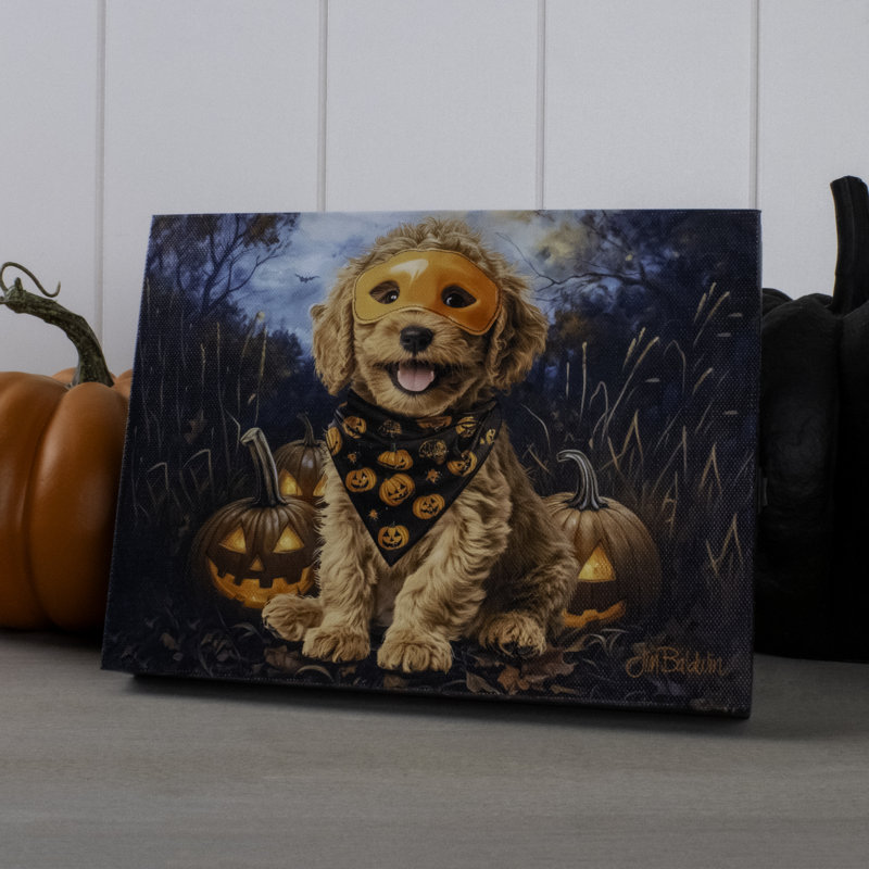 Halloween Puppy 8X6 Lighted Tabletop Canvas