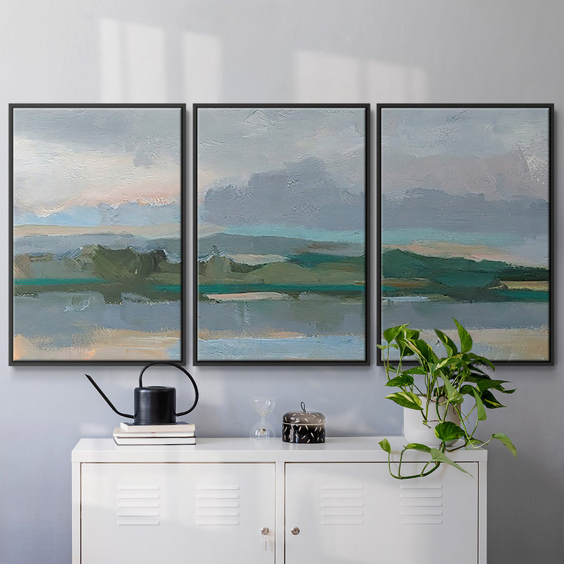 «Twilight Vista Study II», reproduction sur toile 3 pièces, H 36 po x l 75 po x P 2 po, Noir