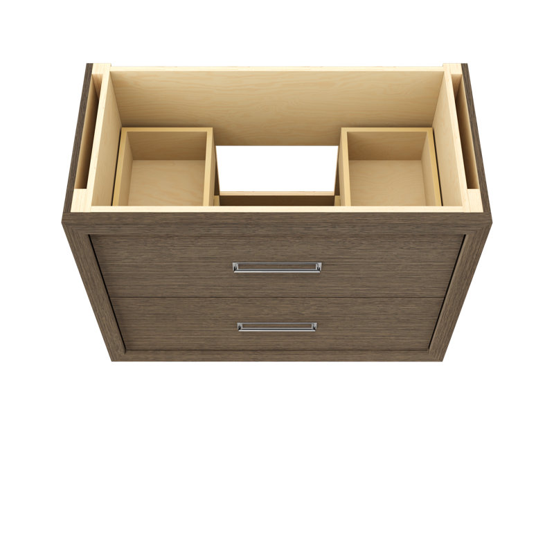 Avalon Two-Drawer Single Bath Vanity, Smoked Modern, Polished Chrome, 42"