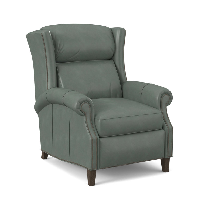 Broderick Recliner, #9 Gunmetal, Rio Mineral Genuine Leather, Cobblestone