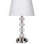 Lampe de table de 28,5 po de hauteur en métal avec finition nickel satiné et design orbe, abat-jour en lin