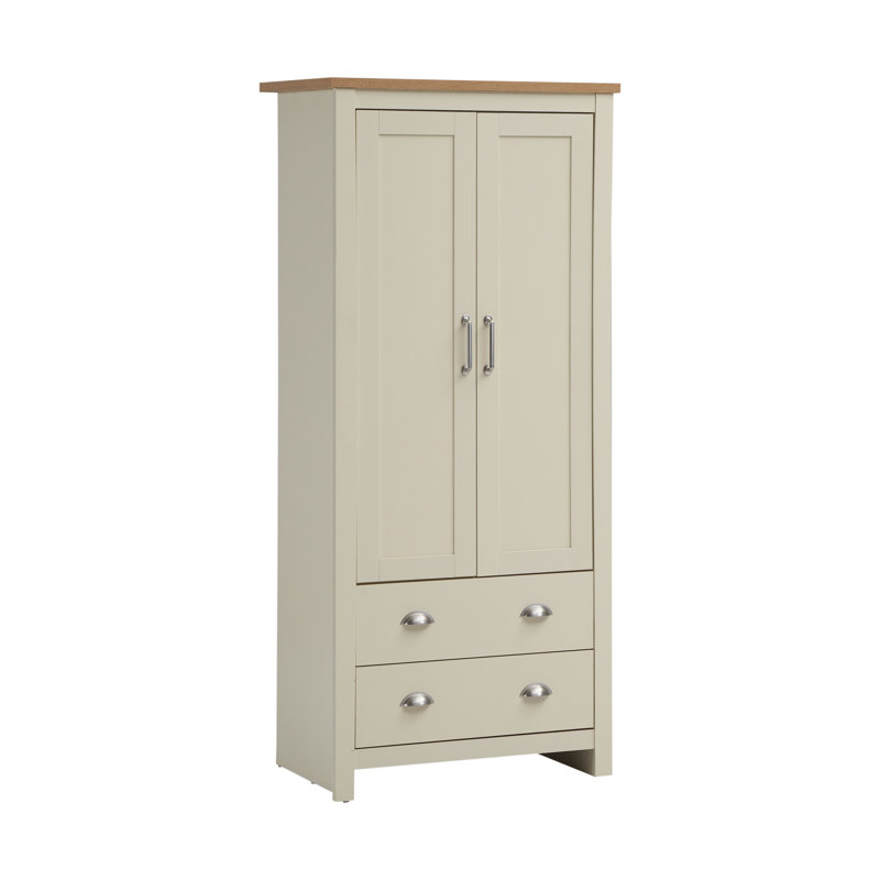 Aquitaine 2 Door Manufactured Wood Wardrobe, Cream/Oak