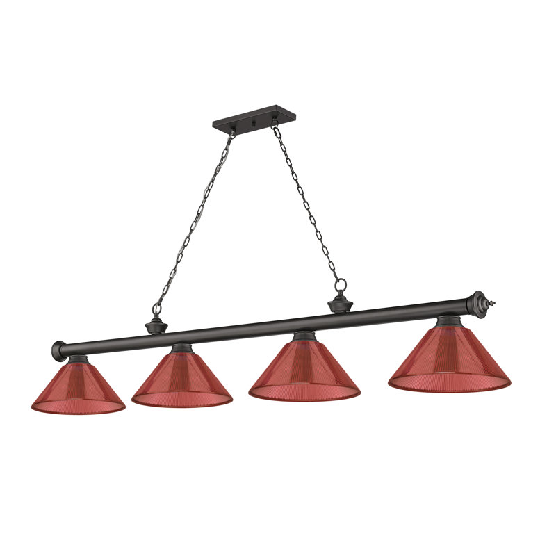 Billard 4 lumières Annaleisa, Bronze, Rouge