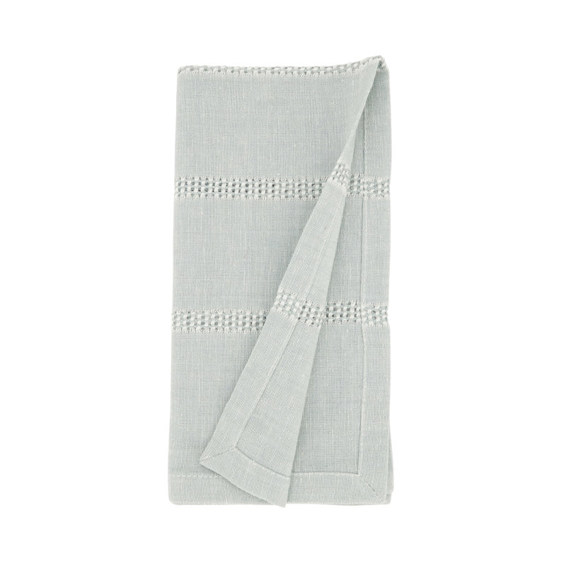 90% coton - 10% lin serviette rectangulaire, Bleu / gris