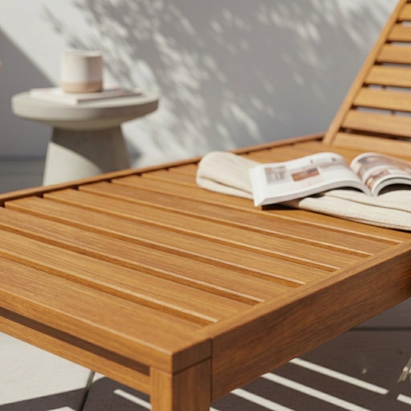 Outdoor Patio FSC Wood Recliner Lounger