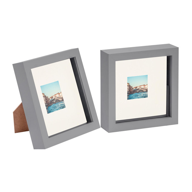 3D Box Photo Frames Mounts, 3" x 3", Ivory