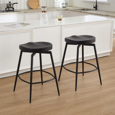 Tabourets de comptoir pivotants en bois massif avec base en métal Albrecht