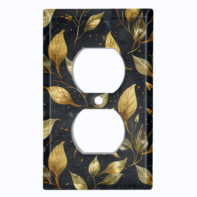 Couvercle de plaque d'interrupteur en métal de taille standard 4 bandes à bascule - élégant motif de feuilles botaniques