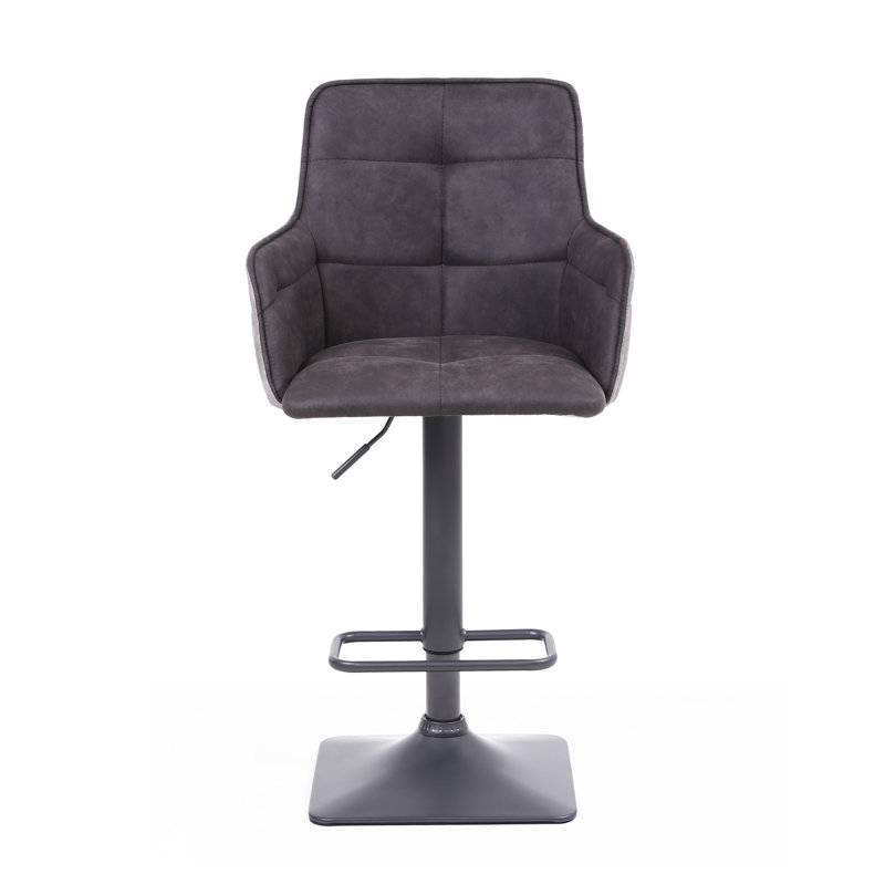 Anton Swivel Yes Upholstered Yes Bar Stool, Dark Grey