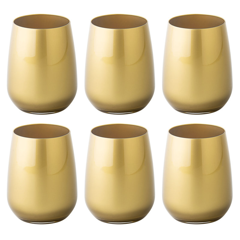 6 pièces 13 oz. Ensemble de verres à whisky, Or