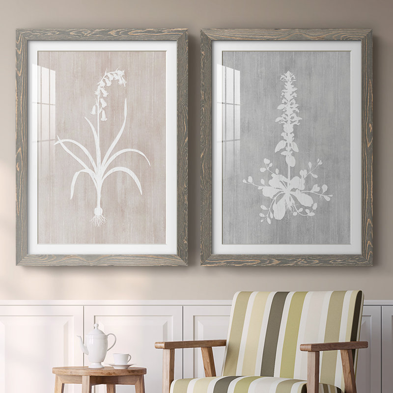 «Botany Beauty I», reproduction encadrée de qualité supérieure - prête à être accrochée, Gris, H 31,5 po x l 88 po x P 1,5 po