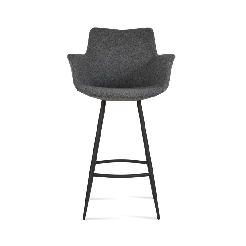 Tabouret de bar et de comptoir Bottega Galata, Tabouret de comptoir (siège d'une hauteur de 24 p, Noir, Gris