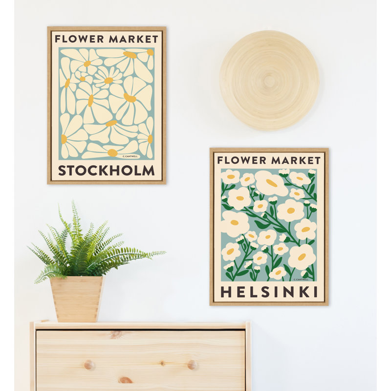 «Flower Market 1 and 2» par Carrie Cantwell, ensemble d'art mural sur toile encadrée
