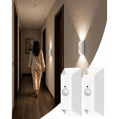 Motion Sensor Rechargeable Wireless Wall Lights, Set of 2